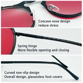 Inlefen Round vintage men metal circle sunglasses women men sunglasses UV400 protection Black Red C11