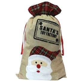 Giant Christmas Santa Sack Stocking Extra Large Red Father Xmas Gift Present Bag (Large Tartan Hessian Santa)