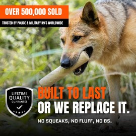 Monster K9 Indestructible Natural Series Chew Stick - Backed for Life - No Color Additives, Minimal Fillers, Safe Non-Toxic Rubber - Durable Toy for Aggressive Chewers - USA Made - 9"x2" Solid-Core