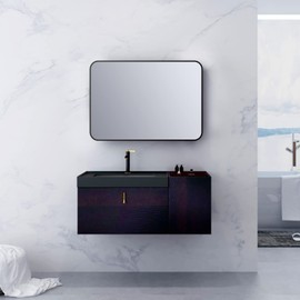 SNUGACE Black Metal Framed Mirror Rectangle Wall Mount Bathroom Vanity Mirror, 30” X 36”, Silver