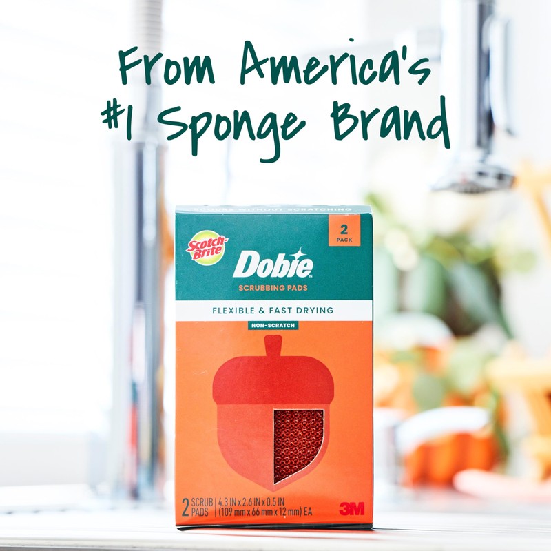 Scotch-Brite Harvest Dobie Scrubbing Pads, Non-Scratch Kitchen Sponge for Cleaning