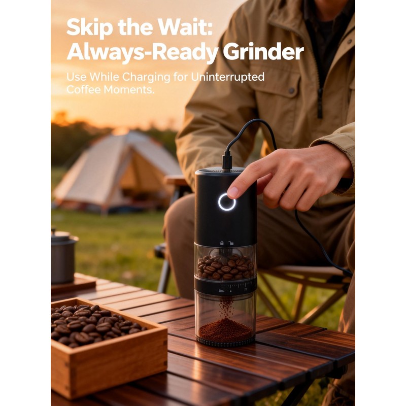 LAMIDO Portable Electric Burr Coffee Grinder, E96T, Matte Black