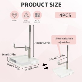ORNAROVI 4 PCS Adjustable Metal Arm Rock Display Stand, Acrylic Display Stands with Acrylic Base, Clear Crystal Holder for Geodes Mineral Agate and Small Collectibles (2 x 2 x 3.5 Inch)