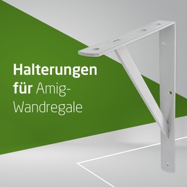 Amig - Shelf Bracket | Angle for Shelves | Shelf Support | Steel | Colour Metallic Grey | Dimensions 300 x 225 mm | Maximum Weight Recommended 260 kg