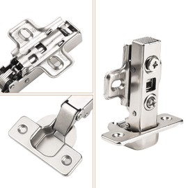 1 Pair (2 Pcs) knobelite 105 Degree Soft Closing Cabinet Hinges,European Full Overlay Concealed Hinge with Mounting Plate