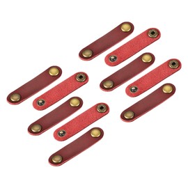 MECCANIXITY Pack of 5 Leather Cable Straps Cord Organizer 63x16mm Portable Cable Leather Clips Burgundy Earphone Cord Management for Cable, Wire