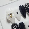 Black&White Handmade nail tip - long ballerina / Black&White