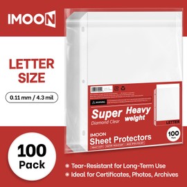 Super Heavyweight Protectors, High Transparency, Heavy Duty Sleeves for 3 Ring Binders, 8.5x11 Inch, 100-Pack (SP1323)