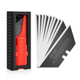HAUTMEC Utility Knife Blades 10-Pack, SK2H Box Cutter Blades with Safety Dispenser and Black Rust-Resistant Coating, Ultra Sharp & Long Lasting Replacement Razor Blades – HT0265