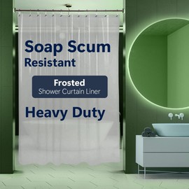 Epica Strongest Mildew Resistant Shower Curtain Liner on The Market-100% Anti-Bacterial 10 Gauge Heavy Duty Liner-Waterproof-72x72 Inches (Frosted)