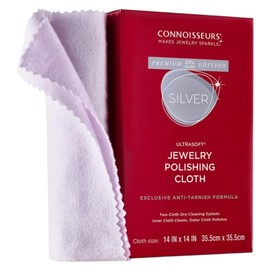 CONNOISSEURS Premium 14x14 Ultrasoft Silver Jewelry Polishing Cloth Anti-Tarnish