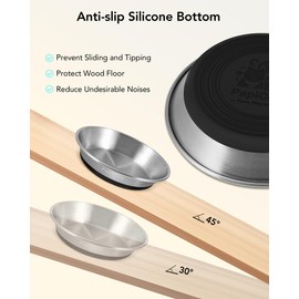 Non-Slip Cat Bowls with 0.7mm Thick 304 Stainless Steel, Metal Cat Plate for Food and Water, Whisker Friendly with Wide and Shallow Design, 6.3'' Wide, Ideal Metal Dish for Cat and Dog (1 PC-6.3in)