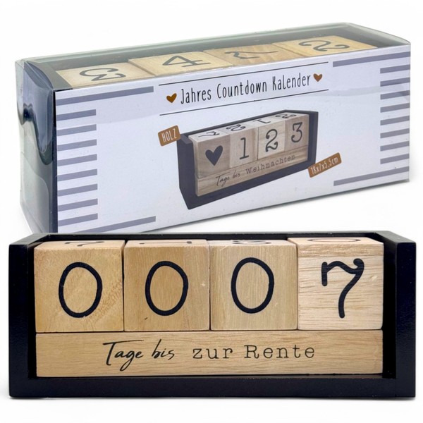 MIJOMA Yearly Countdown Calendar Cube Made of Wood - Permanent