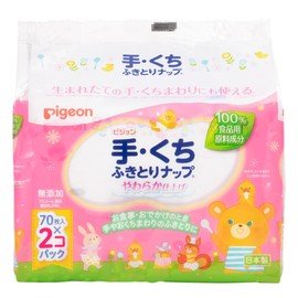 PIGEON Hand and Mouth Wipe Naps, Refill, 70 Sheets, 2 Pieces