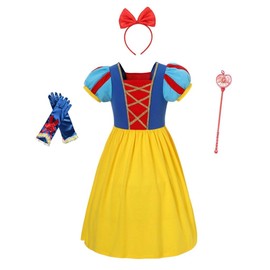 Lito Angels Princess Snow White Fancy Dress Up Clothes Costume with Accessories for Kids Girls Age 10-11 Years, Yellow