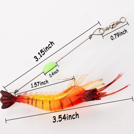 7PCS Shrimp Bait Saltwater Fishing Lures with Hook Soft Shrimp Fishing Tackle for Freshwater Saltwater