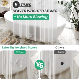 AmazerBath Plastic Shower Curtain Liner, 72 x 65 Inches EVA 8G Heavy Duty Clear