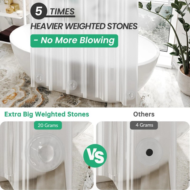 AmazerBath Plastic Shower Curtain Liner, 72 x 65 Inches EVA
