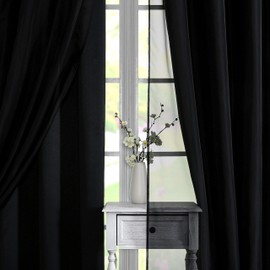 Lotusolution Mix and Match Curtains - Full Blackout Black Curtains with Solid Black Voile Sheer Curtains for Bedroom 84 Inch Thermal Insulated Living Room Bedroom 4Pcs Curtain Set,Grommet Top,52" W