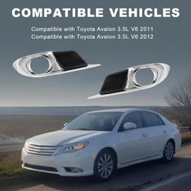 JDMON Front Fog Light Lamp Cover Compatible with Toyota Avalon 3.5L V6 2011 2012 Replace 52040-07040 52030-07040 Left & Right (2PCS)