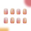 Short Flower Press on Nails Square Pink Fake Nails with