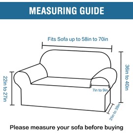 H.VERSAILTEX Stretch Couch Cover Loveseat Covers for 2 Cushion Couch Sofa Slipcover for Love Seat 1 Piece with Elastic Bottom, Checked Jacquard Fabric(Loveseat 58"-70" Wide, Porcelain)