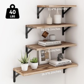 YGEOMER Floating Shelves for Wall Different Sizes Farmhouse Wall Shelf for Bedroom, Bathroom Storage, Living Room and Kitchen Decor(Set of 4)