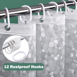 Shower Curtains Mould Proof Resistant, EVA Waterproof Heavy Duty Bathroom Curtains with 5 Magnets, 180 x 180 cm, Cobblestone