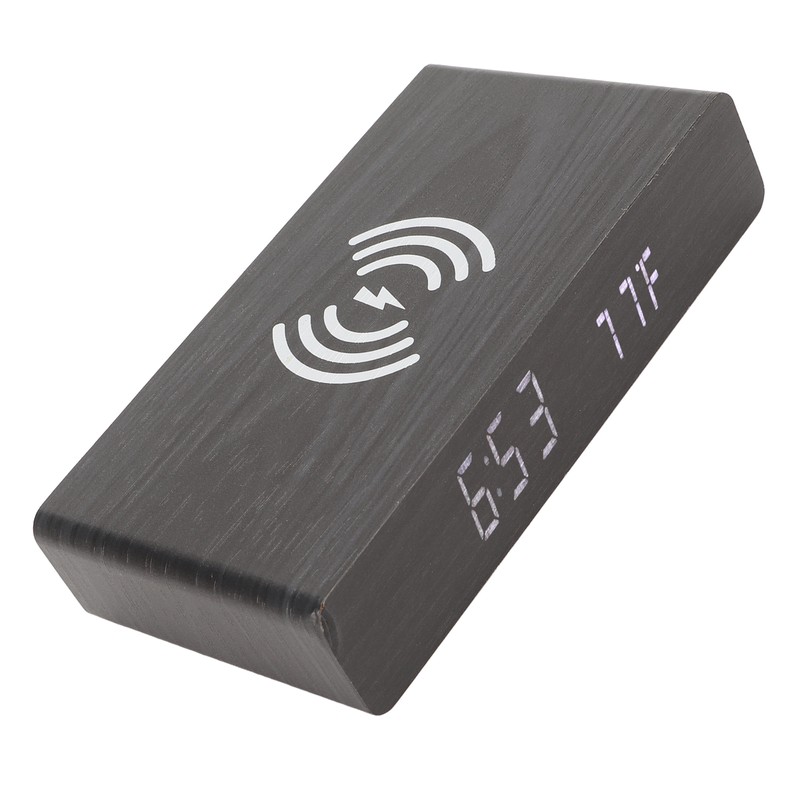 Black Wood Clock Digital Decoration White Light Wooden LED Clock