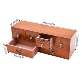 5-Drawer Vintage Wooden Desk Organizer, Craft Storage Drawers - Rustic Shelf Drawer - Home Office Organizers and Accessories - Embroidery Floss - Apothecary Cabinet, Art Storage (Horizontal)