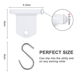 URAQT Piping Strip Hooks, Pack of 17 RV Awning Hooks, Camping Piping Rail Hook Accessories, S Shaped Hook Set Accessories Hanger for Motorhome, Caravan, Indoor and Outdoor Decoration (White)