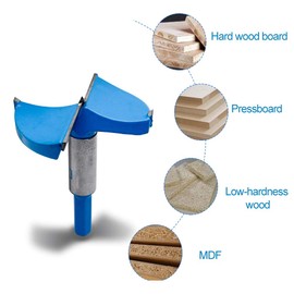 Boring Bit, Hard Alloy Woodworking Tool 65mm Diameter Cutter Cutting Hinge Boring Hole Saw Drill Bit for Wood Plastic Plywood, Blue and Silver