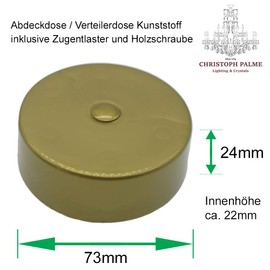 Gold Junction Box with 3-Pin Terminal and Accessories Diameter 72 x 23 mm Surface-Mounted Box Canopy
