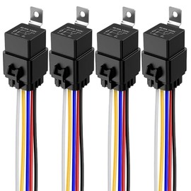 Gebildet Gebildet 4 Pieces 40/30 Amp Waterproof Relay Switch Harness Set - 12V DC 5-Pin SPDT Automotive Relays 12 AWG Hot Wires