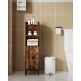 Hzuaneri Bathroom Storage Cabinet, Small Corner Floor Cabinet with Door and Shelves, Narrow Toilet Paper Holder, Bathroom Organizer with Adjustable Shelf, for Small Spaces, Rustic Brown BC38201BV1