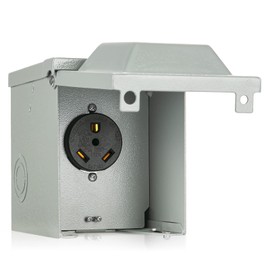 WELLUCK RV Power Outlet Box| 30 Amp 125 Volt, NEMA TT-30R Receptacle | Enclosed Lockable Outdoor Electrical Panel Weatherproof Plug for Temporary Hookup RV Camper Travel Trailer Car Generator