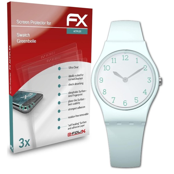 atFoliX Screen Protector Compatible with Swatch Greenbelle Film, Ultra Clear