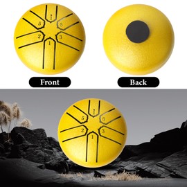 Aedcbaide Tongue Drum Steel 3 Inch 6 Tones Tongue Drum Small Pan Percussion Instrument Steel Tongues Handpan Steel with Mallets Meditation Yoga Sound Healing