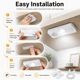 LightingWill 8 Pack USB Rechargeable Motion Sensor Puck Lights, Wireless Dimmable Under Cabinet Lights, Stick-On Closet Lights with 10FT Sensor, Daylight White for Kitchen & Pantry