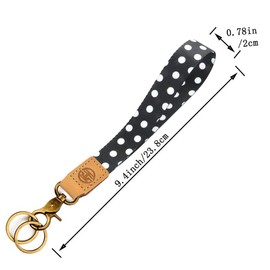glodentai Cute Wrist Lanyard for Keys, Keychain, Wallet, Id Holder, Cell Phone, Wristlet Lanyard Key Chain Holder (Black polka dots)