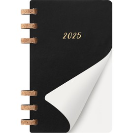 Moleskine Spiral 12 Month 2025 Solar Year Planner, Soft Cover, Large (5" x 8.25"), Black, 200 pages
