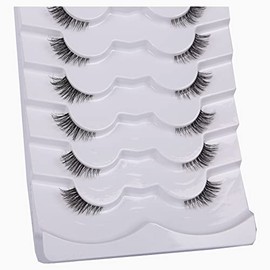 GMAGICTOBO Pestañas postizas naturales medias pestañas cortas Wispy Clear Band Lashes Pack Cat Eye 3D Faux Mink Lashes Pestañas postizas 7 pares Multipack 1 Recuento (Paquete de 7) Negro
