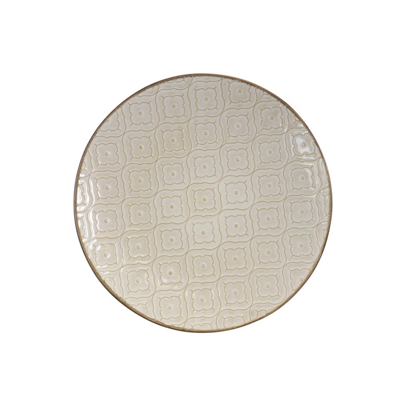 Elama White Lily 16 Piece Luxurious Stoneware Dinnerware with Complete