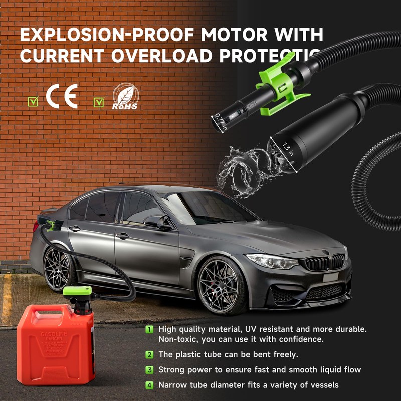 Automatic Fuel Transfer Pump with Auto-Stop Sensor(3.2 GPM), USB Rechargeable