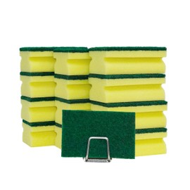 NESTLY - Esponjas ecológicas que no rayan, esponjas para limpiar la cocina y la limpieza de platos, 12 esponjas de fregar + estante de drenaje