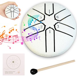 Steel Tongue Drum, 3 Inch 6 Tone Tongue Drum, Pan Percussion Instrument, Steel Tongue Drum, Steel Pan Tones Percussion Instrument, Handpan Steel with Beaters, Tongue Drum for Meditation Yoga Sound