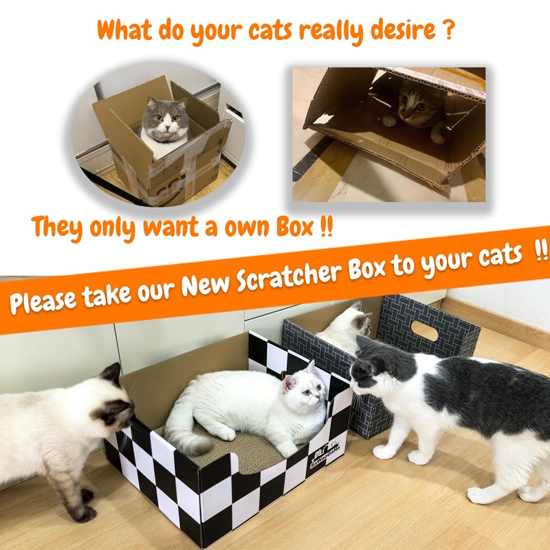 SAWOOGAHO Extra Large Cat Scratch Box Cardboard Cats Scratcher with