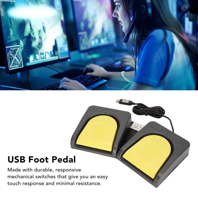 Elprico USB Foot Pedal, Double Foot Switch, Mechanical Switch with