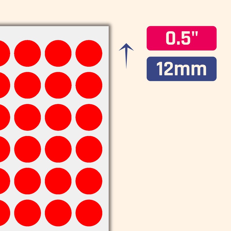 3000 Pieces, 1/2 inch - Red Dot Stickers, Small Round