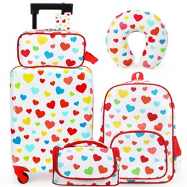 Emissary 5 Piece Kids Luggage Set - Carry On Suitcases With Wheels For Girls & Toddlers, Travel Luggage